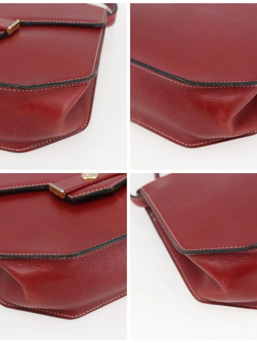 Christian Dior Hand Bag Leather 2way Red Gold Auth 159290 - Picture 14 of 16